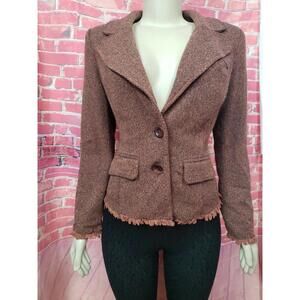Emma & Sam Fringed Women's Brown & Marron Lined Jacket Blazer Size 8 #C